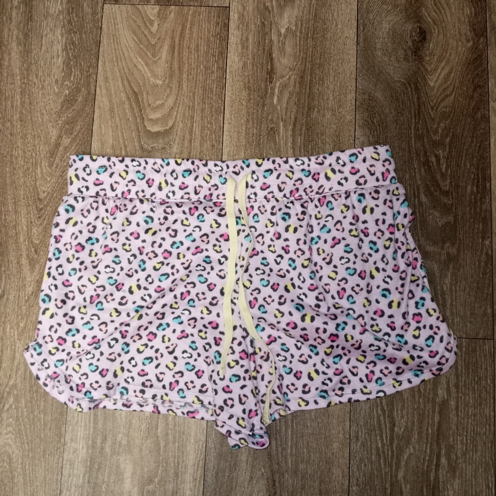 Secret Treasures pastel purple rainbow leopard print pajama sleep shorts